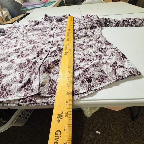 COLDWATER CREEK Women’s Plus 2X Purple Floral Cotton Blend Shirt Blouse No iron - Picture 9 of 10